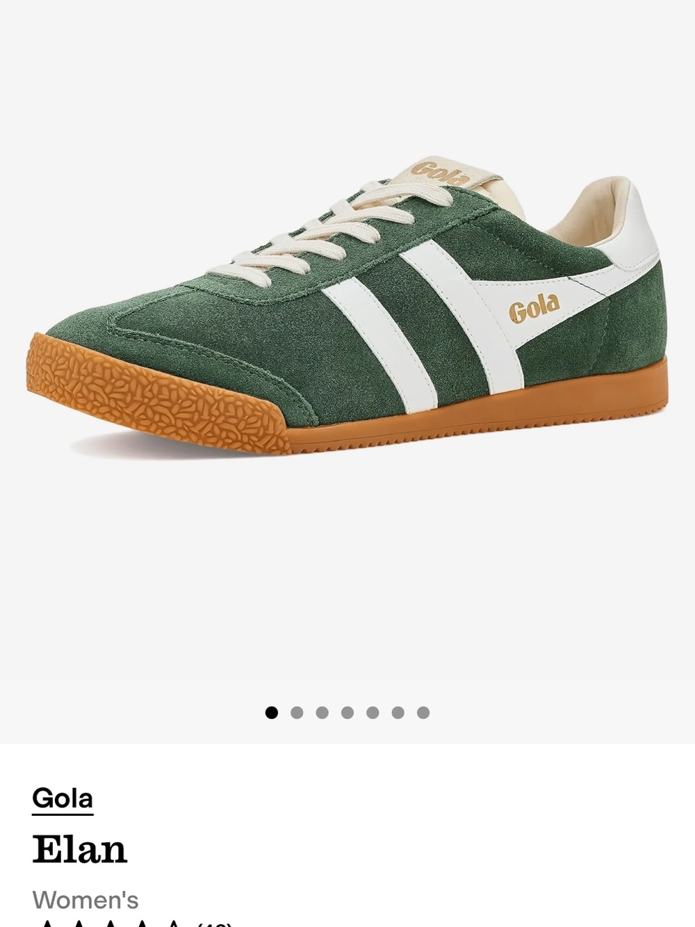 Gola Elan Green Suede Sneakers with White Stripes and Gum Sole